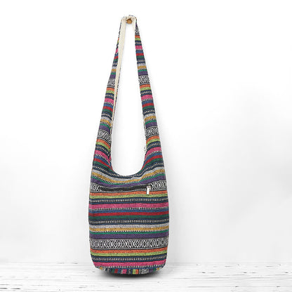 Mythstone Cotton Stripes Pattern Crossbody Bag Shoulder Bag