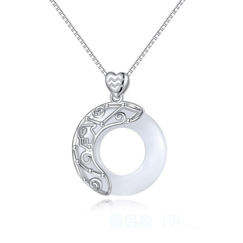 Mythstone 925 Sterling Silver 12 Constellations of the Zodiac Cat's Eye Love Support Necklace Pendant