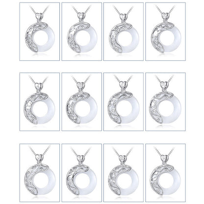 Mythstone 925 Sterling Silver 12 Constellations of the Zodiac Cat's Eye Love Support Necklace Pendant