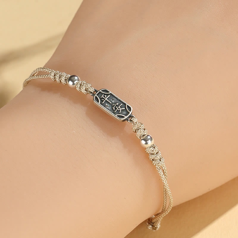 Mythstone Handmade 925 Sterling Silver Peace And Joy Safe Well Protection Braided Bracelet