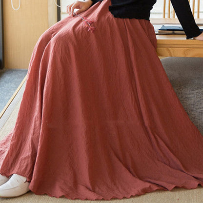 Mythstone Solid Color Elastic High Waist Linen Skirt