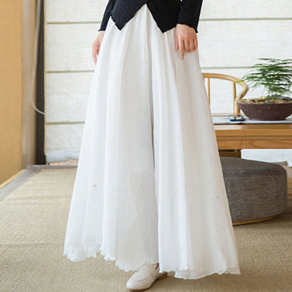 Mythstone Solid Color Elastic High Waist Linen Skirt