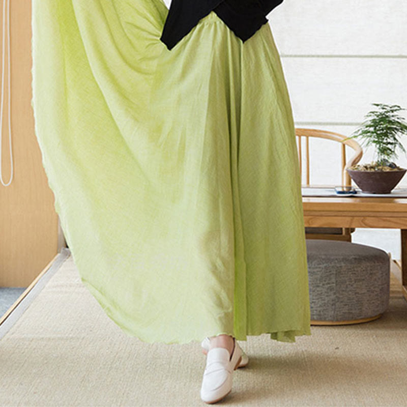 Mythstone Solid Color Elastic High Waist Linen Skirt