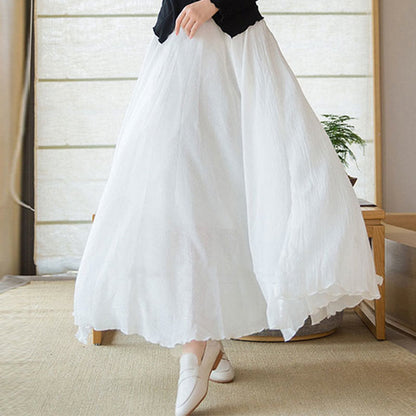 Mythstone Solid Color Elastic High Waist Linen Skirt