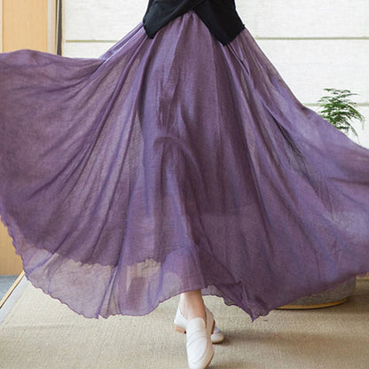 Mythstone Solid Color Elastic High Waist Linen Skirt