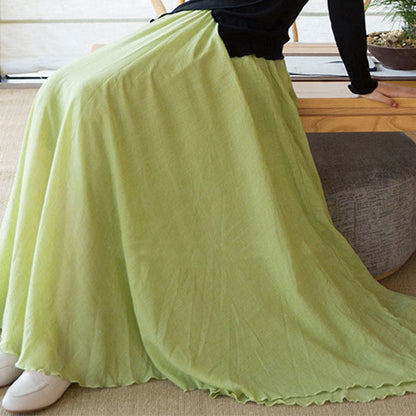 Mythstone Solid Color Elastic High Waist Linen Skirt