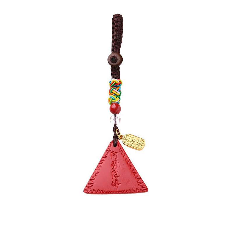 Mythstone Cinnabar Triangle Pattern Talisman Keep Away Evil Spirits Key Chain