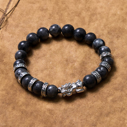 Mythstone Black Glitter Stone PiXiu Power Bracelet