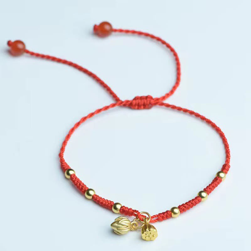 Mythstone Lotus Pod Charm Luck String Rope Anklet