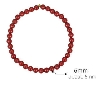 Mythstone 925 Sterling Silver Cinnabar Beads Blessing Anklet