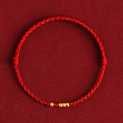 Mythstone 999 Gold Beads Luck Braided Protection Couple Bracelet