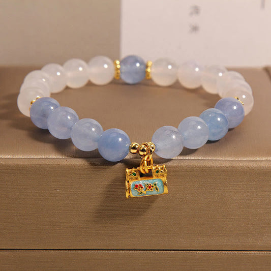 Mythstone Natural White Agate Aquamarine Protection Bracelet