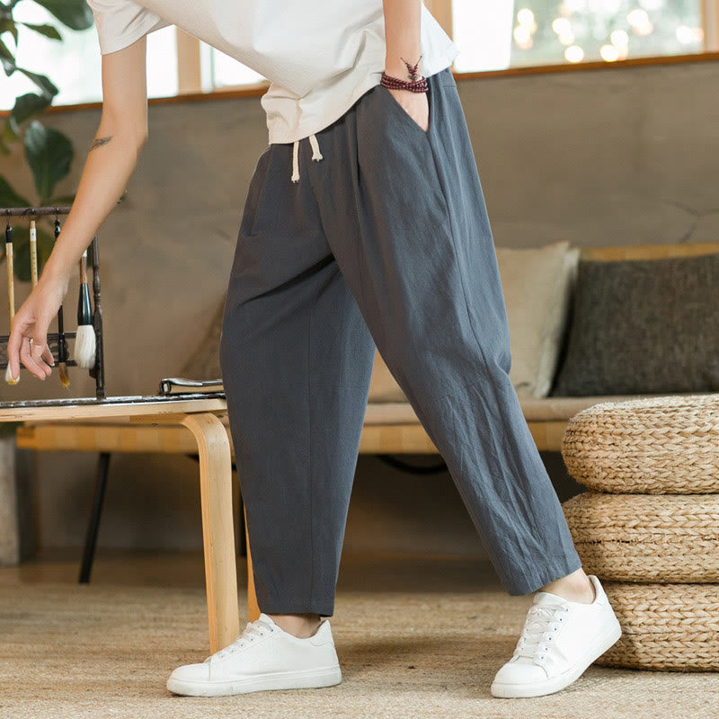 Pantalones de lino y algodón con bolsillos para hombre de Mythstone Summer 