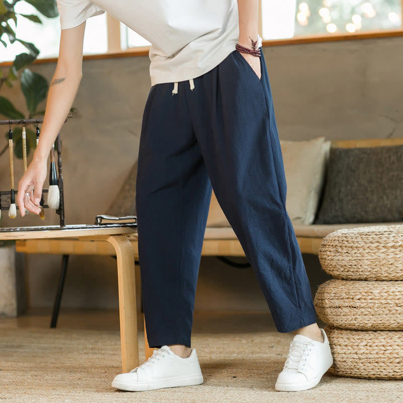 Pantalones de lino y algodón con bolsillos para hombre de Mythstone Summer 