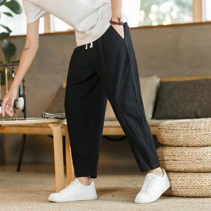 Pantalones de lino y algodón con bolsillos para hombre de Mythstone Summer 