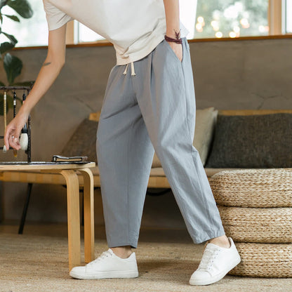 Pantalones de lino y algodón con bolsillos para hombre de Mythstone Summer 