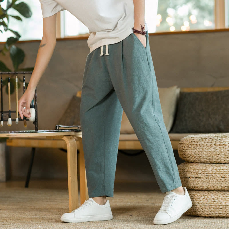 Pantalones de lino y algodón con bolsillos para hombre de Mythstone Summer 