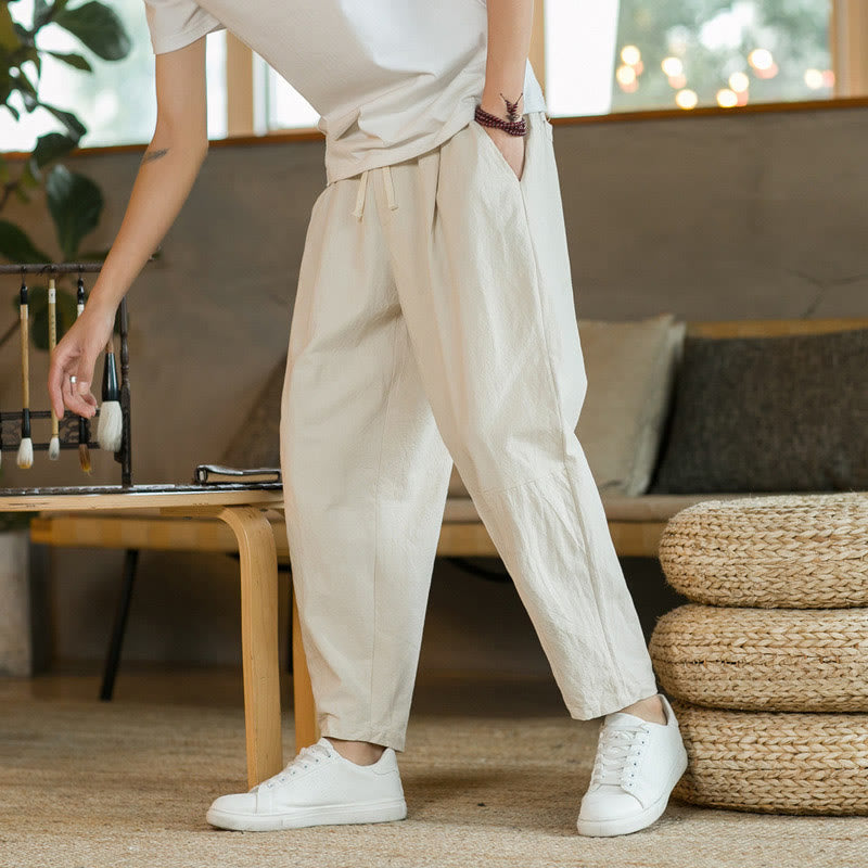 Pantalones de lino y algodón con bolsillos para hombre de Mythstone Summer 