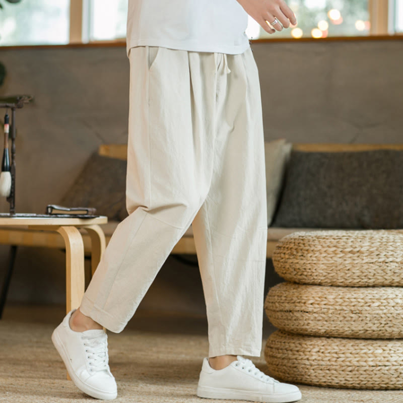 Pantalones de lino y algodón con bolsillos para hombre de Mythstone Summer 