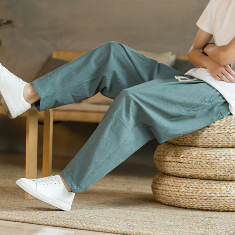 Pantalones de lino y algodón con bolsillos para hombre de Mythstone Summer 