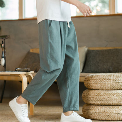 Pantalones de lino y algodón con bolsillos para hombre de Mythstone Summer 