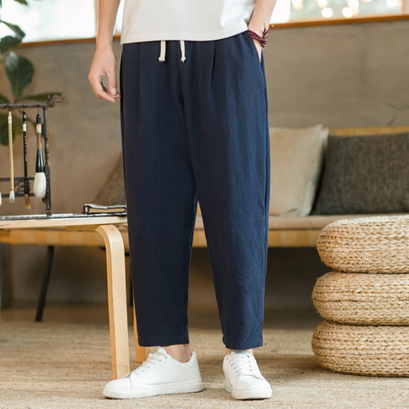 Pantalones de lino y algodón con bolsillos para hombre de Mythstone Summer 