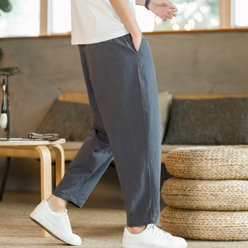 Pantalones de lino y algodón con bolsillos para hombre de Mythstone Summer 