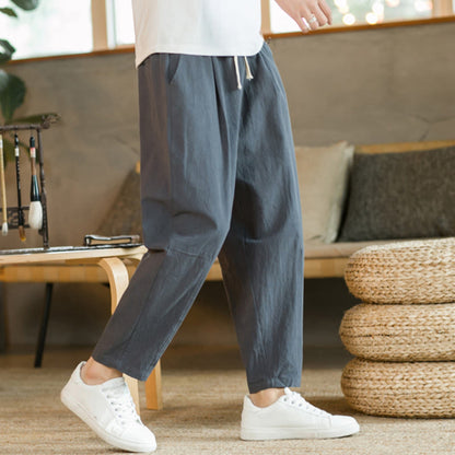 Pantalones de lino y algodón con bolsillos para hombre de Mythstone Summer 