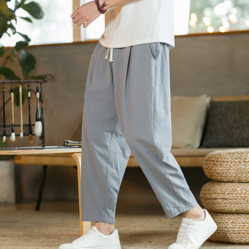 Pantalones de lino y algodón con bolsillos para hombre de Mythstone Summer 