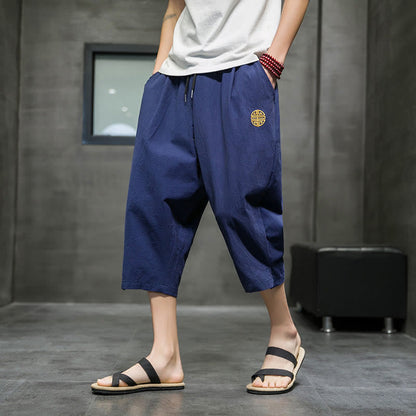 Pantalones cortos de lino con cordón y bolsillos para hombre de Mythstone Summer 