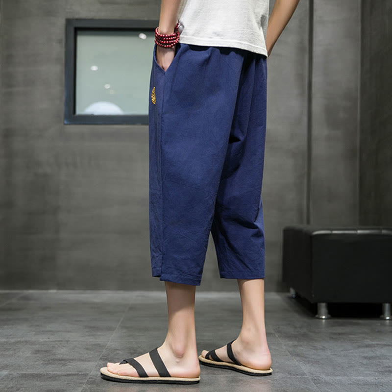 Pantalones cortos de lino con cordón y bolsillos para hombre de Mythstone Summer 