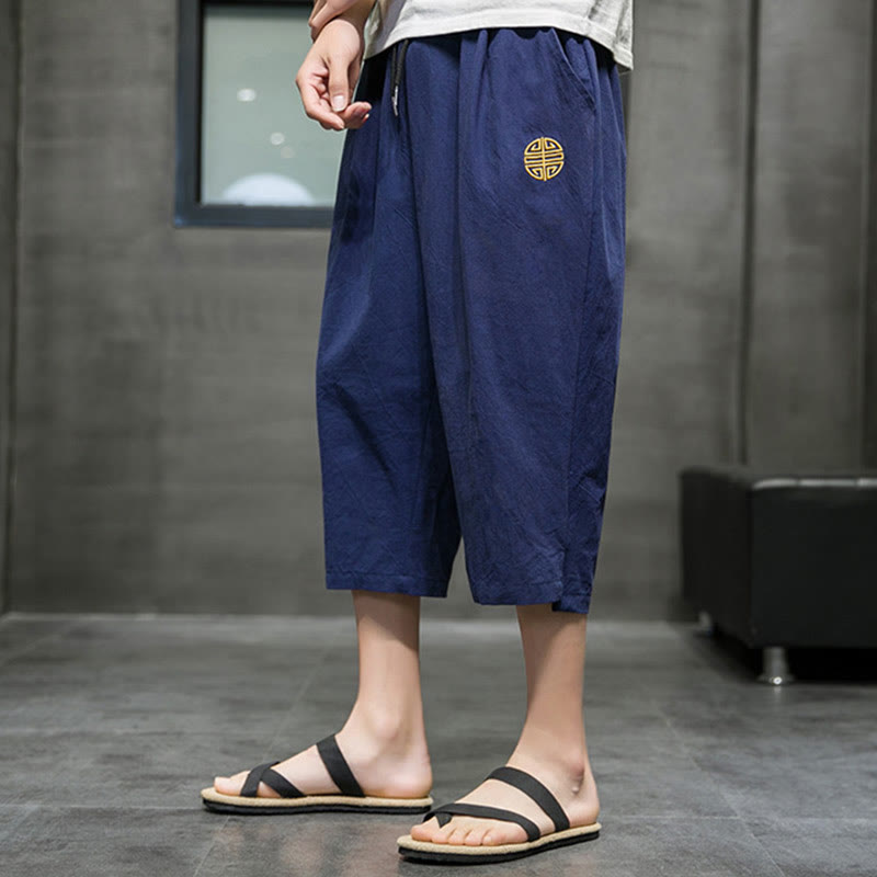 Pantalones cortos de lino con cordón y bolsillos para hombre de Mythstone Summer 