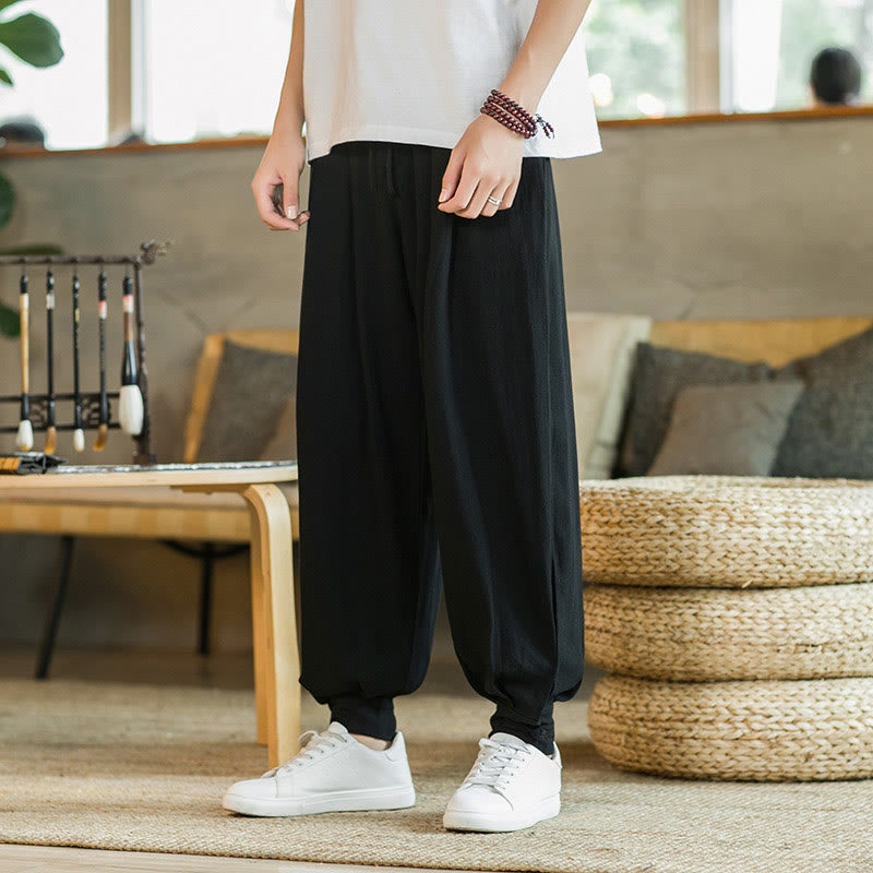 Pantalones cónicos de lino y algodón con bolsillos para hombre de Mythstone Summer Plain 