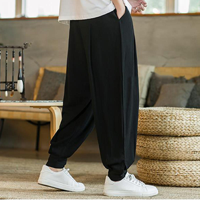 Pantalones cónicos de lino y algodón con bolsillos para hombre de Mythstone Summer Plain 