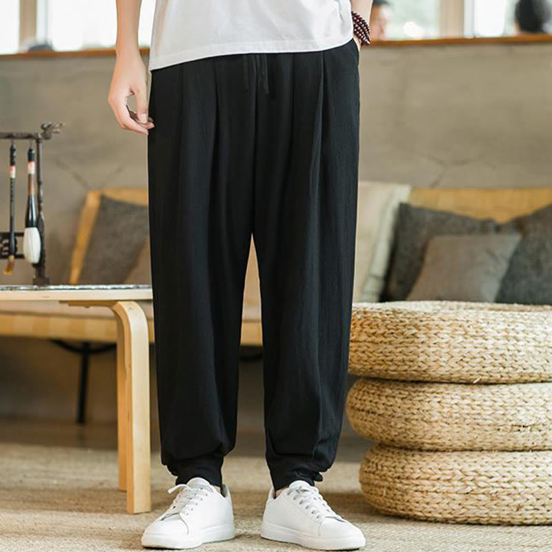 Pantalones cónicos de lino y algodón con bolsillos para hombre de Mythstone Summer Plain 