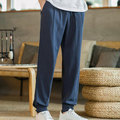 Pantalones cónicos de lino y algodón con bolsillos para hombre de Mythstone Summer Plain 