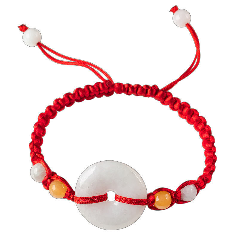 Pulsera de hilo rojo con hebilla de la suerte y jade de Mythstone 