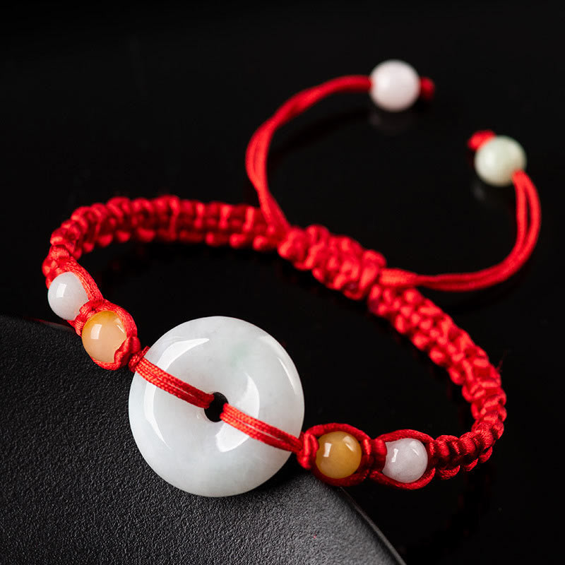 Pulsera de hilo rojo con hebilla de la suerte y jade de Mythstone 