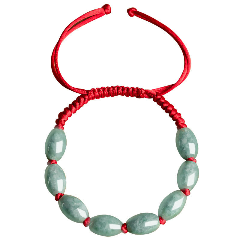 Pulsera de hilo rojo de la suerte con jade de Mythstone