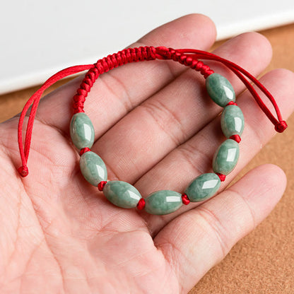 Pulsera de hilo rojo de la suerte con jade de Mythstone