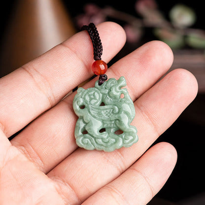 Mythstone Jade PiXiu Wealth Luck String Necklace Pendant