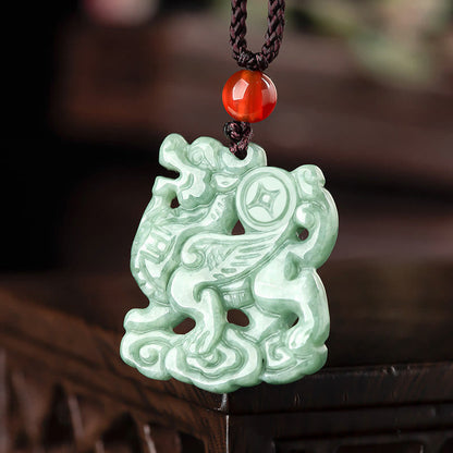 Mythstone Jade PiXiu Wealth Luck String Necklace Pendant