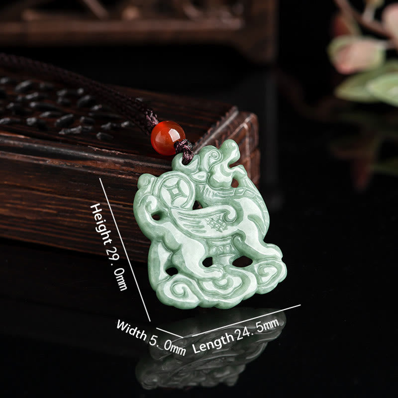 Mythstone Jade PiXiu Wealth Luck String Necklace Pendant