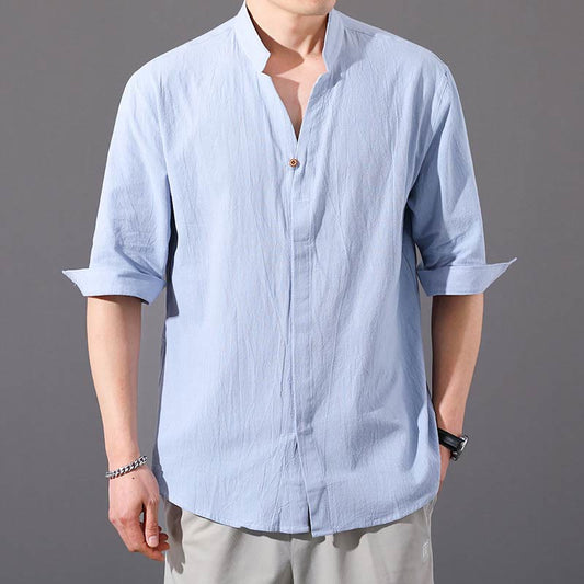 Mythstone Summer Men's Half Sleeve Button Cotton Shirt