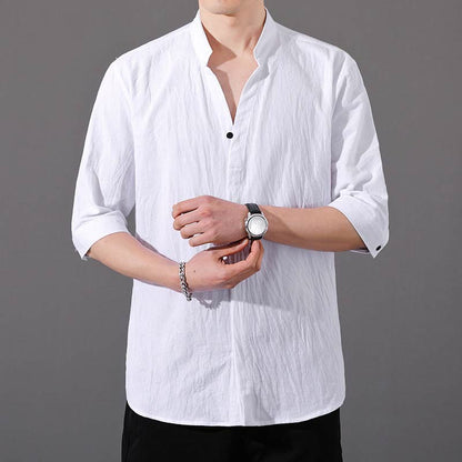 Mythstone Summer Men's Half Sleeve Button Cotton Shirt