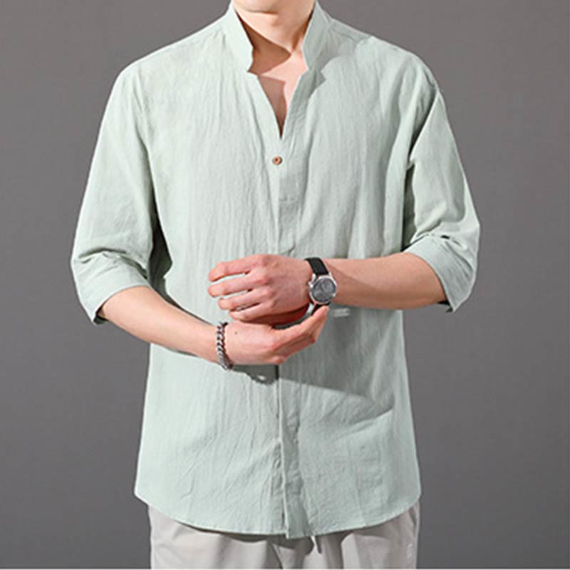 Mythstone Summer Men's Half Sleeve Button Cotton Shirt