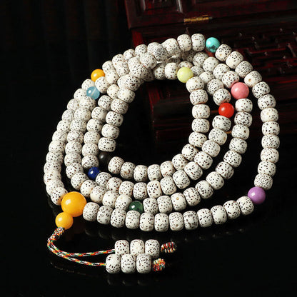 Pulsera de la riqueza con ágata y ámbar y semillas de Bodhi tibetanas Mythstone