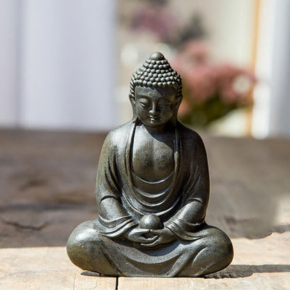 Mythstone Tibetan Meditating Buddha Iron Powder Rust Cast Resin Statue Serenity Decoration