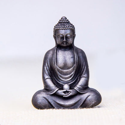 Mythstone Tibetan Meditating Buddha Iron Powder Rust Cast Resin Statue Serenity Decoration