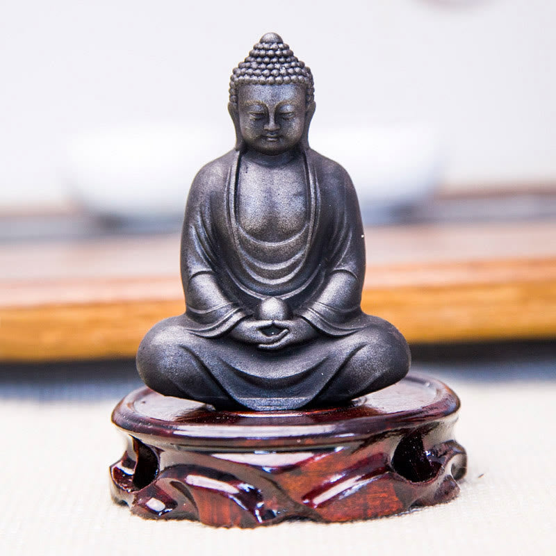 Mythstone Tibetan Meditating Buddha Iron Powder Rust Cast Resin Statue Serenity Decoration